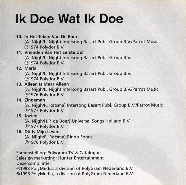 Astrid Nijgh : Ik Doe Wat Ik Doe (CD, Comp)