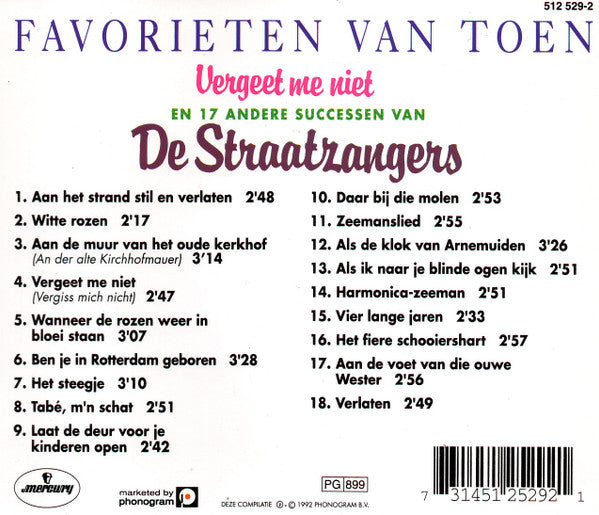 De Straatzangers : Vergeet Me Niet En 17 Andere Successen Van (CD, Comp)