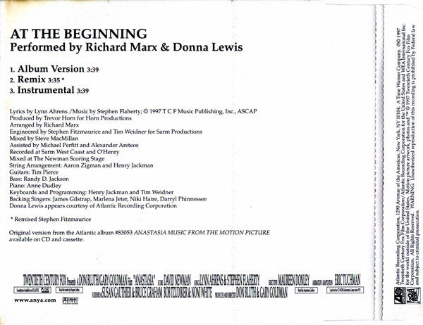 Richard Marx & Donna Lewis : At The Beginning (CD, Maxi)