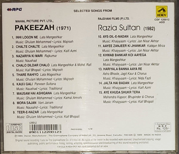 Naushad, Ghulam Mohammed, Khayyam : Pakeezah / Razia Sultan (CD, Album, Comp, RE)