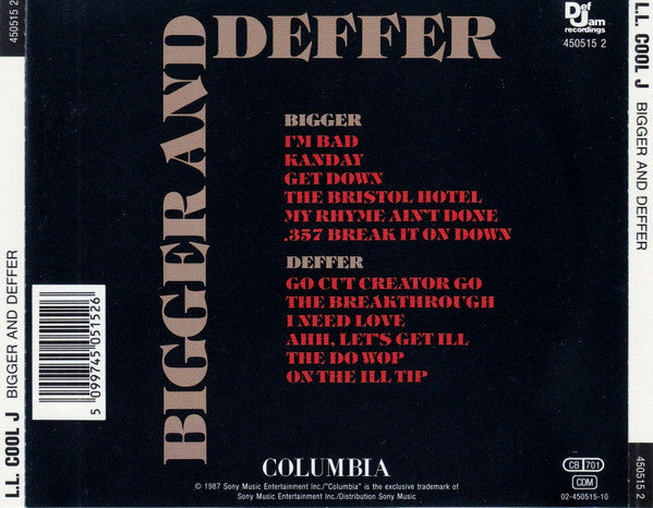 LL Cool J : Bigger And Deffer (BAD) (CD, Album)