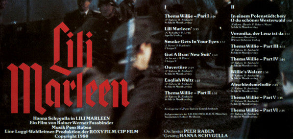 Hanna Schygulla, Orchester Peer Raben : Lili Marleen - Bande Originale Du Film (LP, Album, Bla)