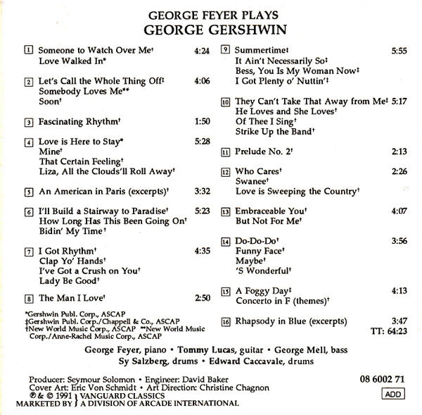 George Feyer : George Feyer Plays Gershwin (CD, Comp)