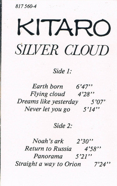 Kitaro : Silver Cloud (Cass, Album)