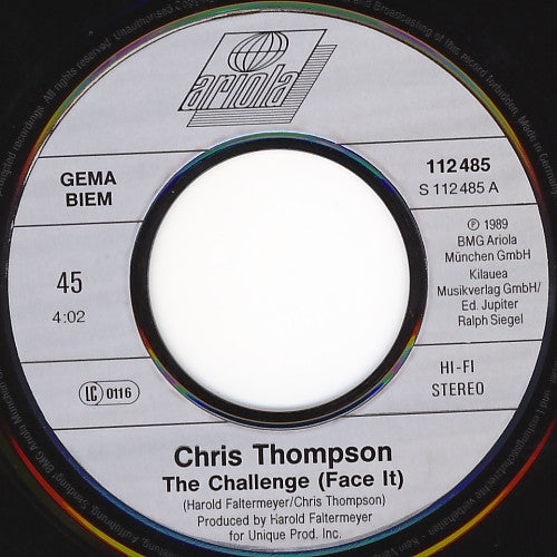 Chris Thompson : The Challenge (Face It) (7", Single)