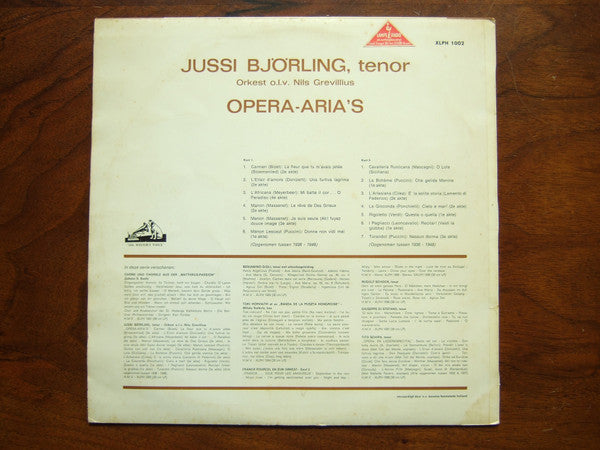 Jussi Björling : Opera-Aria's (LP, Comp, Mono)
