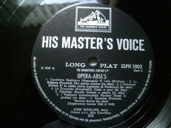 Jussi Björling : Opera-Aria's (LP, Comp, Mono)