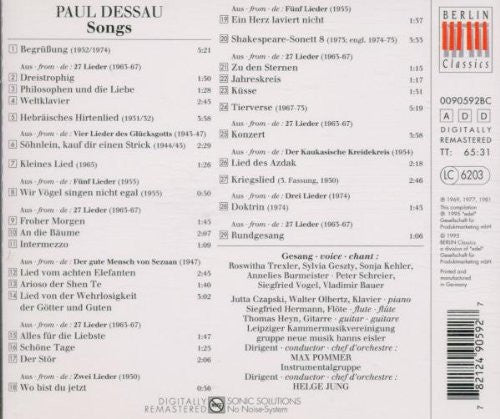 Paul Dessau : Songs (CD, Album, Comp, RM)