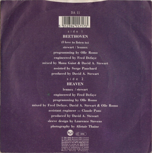 Eurythmics : Beethoven (7", Single)