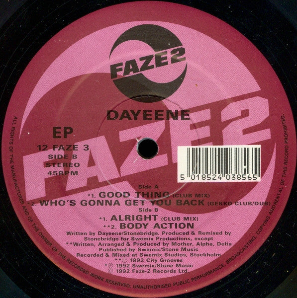 Dayeene : Dayeene EP (12", EP, Comp)