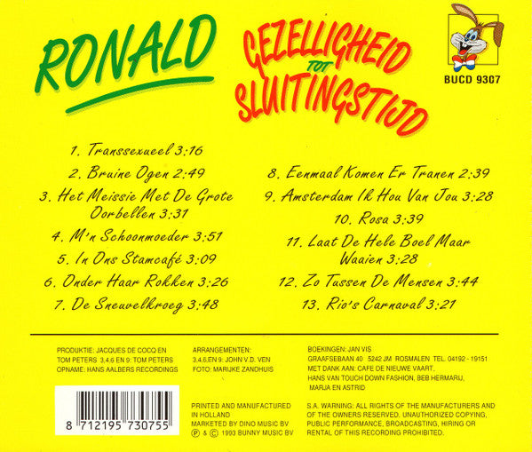 Ronald (3) : Gezelligheid Tot Sluitingstijd (CD, Album)
