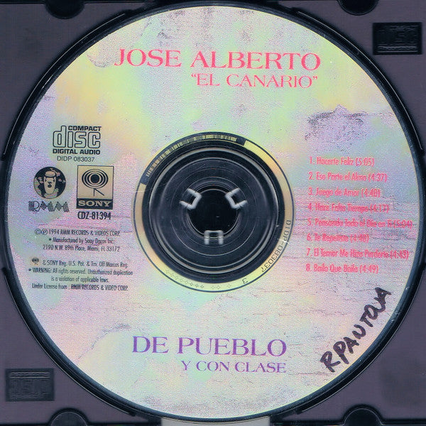 José Alberto 'El Canario' : De Pueblo Y Con Clase (CD, Album)