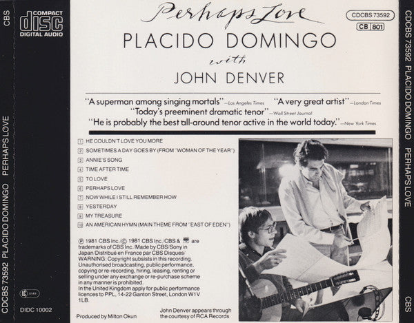 Placido Domingo With John Denver : Perhaps Love (CD, Album)