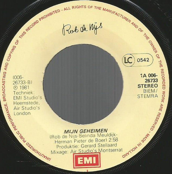 Rob de Nijs : Dat Is Alles (7", Single)