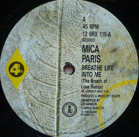 Mica Paris : Breathe Life Into Me (The Breath Of Love Remix) (12")