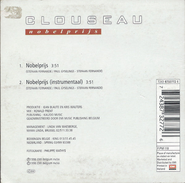 Clouseau : Nobelprijs (CD, Single, Car)