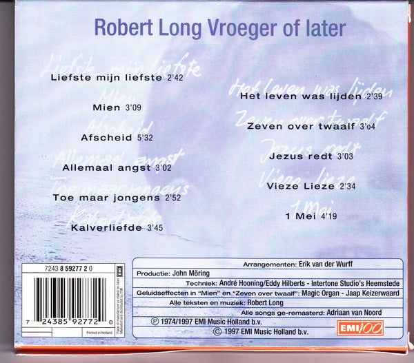 Robert Long : Vroeger Of Later (CD, Album, RE, RM)