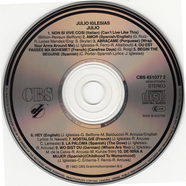 Julio Iglesias : Julio (CD, Comp, RE)