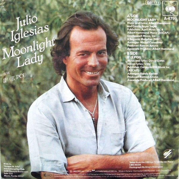 Julio Iglesias : Moonlight Lady (7", Single)