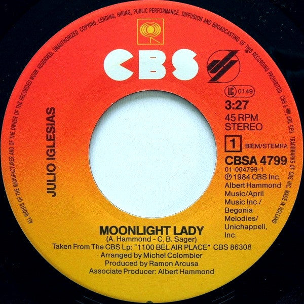 Julio Iglesias : Moonlight Lady (7", Single)