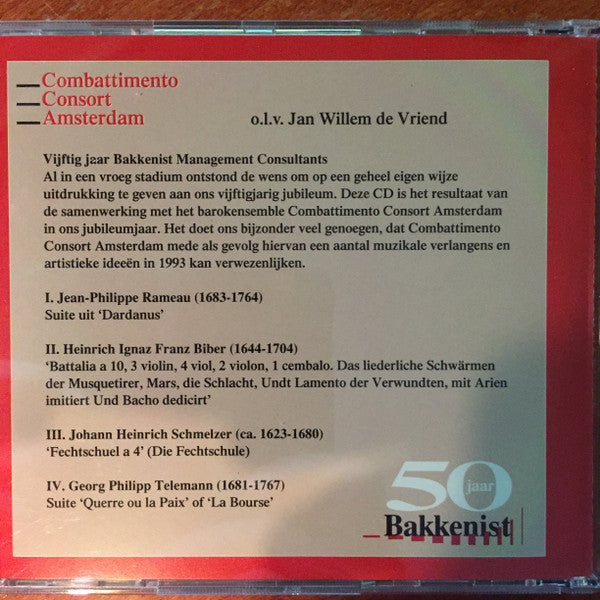 Combattimento Consort Amsterdam O.l.v. Jan Willem de Vriend - Jean-Philippe Rameau / Heinrich Ignaz Franz Biber / Johann Heinrich Schmelzer / Georg Philipp Telemann : Bataille (CD)