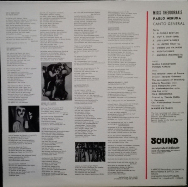 Mikis Theodorakis / Pablo Neruda, Maria Farandouri, Πέτρος Πανδής : Canto General (2xLP, Album, Gat)