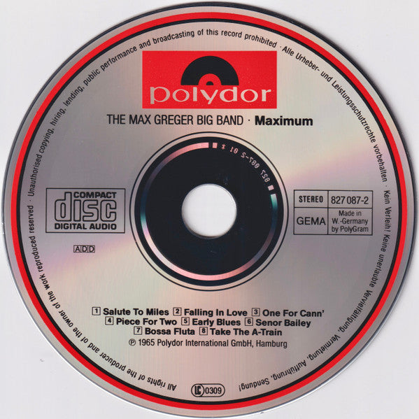 The Max Greger Big Band : Maximum (CD, Album, RE)
