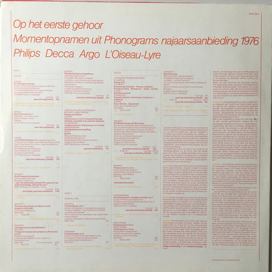Various : Op Het Eerste Gehoor 1976 (LP, Comp, Promo)