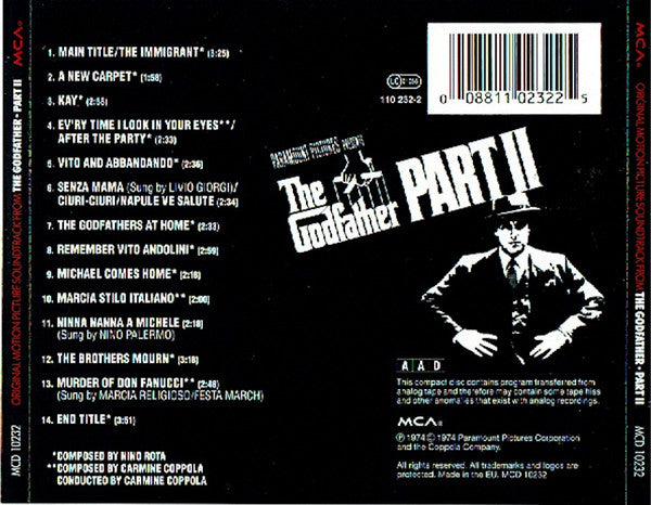 Various : The Godfather · Part II (Original Motion Picture Soundtrack) (CD, Album, RE)