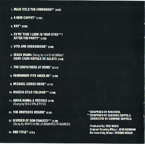 Various : The Godfather · Part II (Original Motion Picture Soundtrack) (CD, Album, RE)