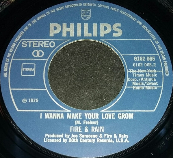 Fire & Rain : Make Love To Me / I Wanna Make Your Love Grow (7", Single)