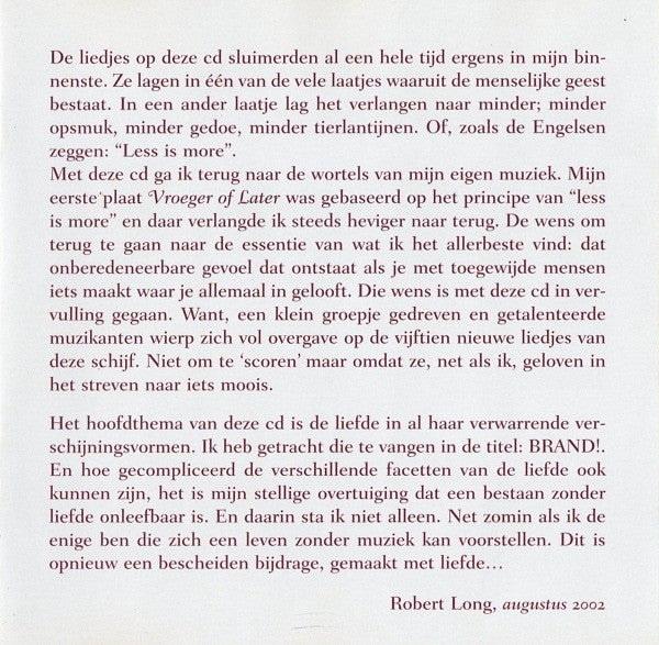 Robert Long : Brand! (CD, Album)