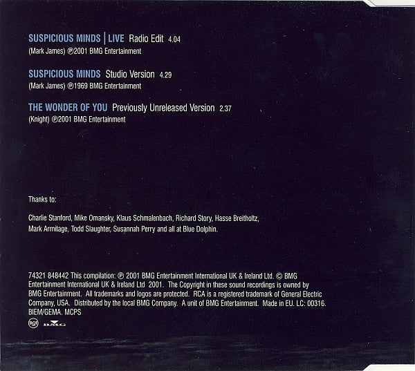 Elvis Presley : Suspicious Minds | Live (CD, Single)