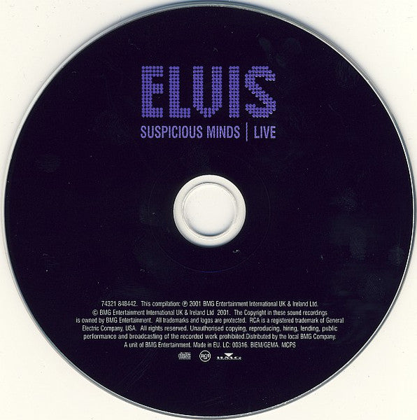 Elvis Presley : Suspicious Minds | Live (CD, Single)