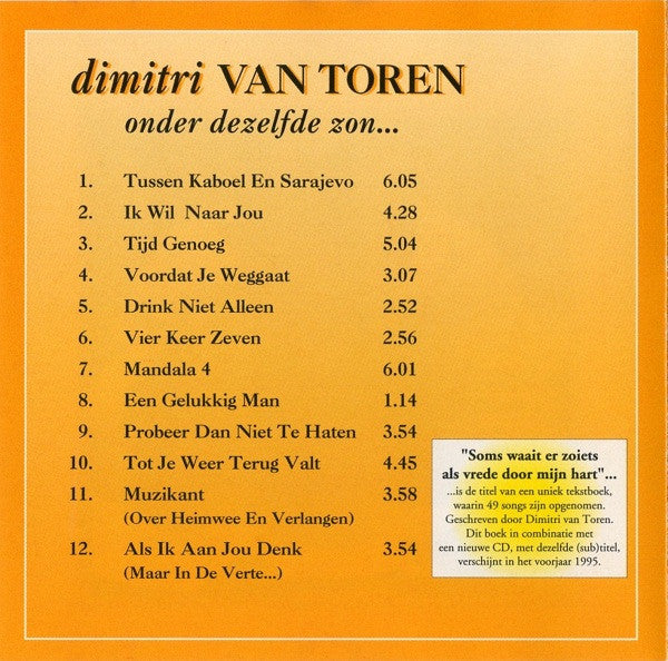 Dimitri Van Toren : Onder Dezelfde Zon... (CD, Album)