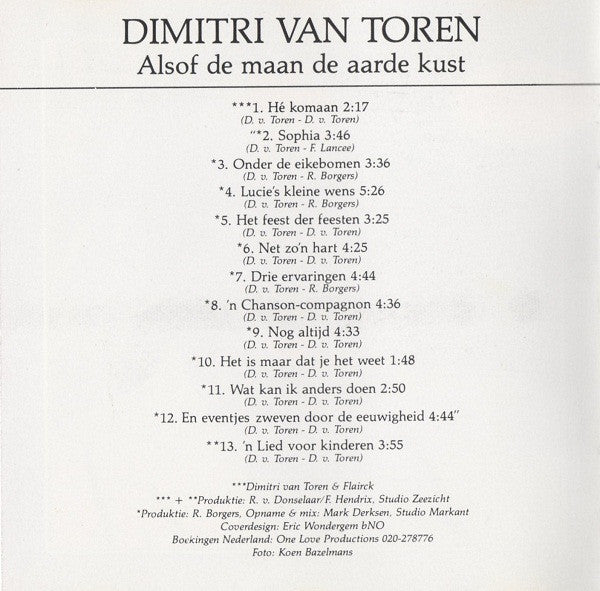 Dimitri Van Toren : Alsof De Maan De Aarde Kust (CD, Album)