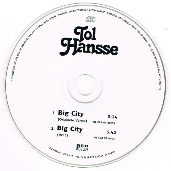 Tol Hansse : Big City (CD, Single)