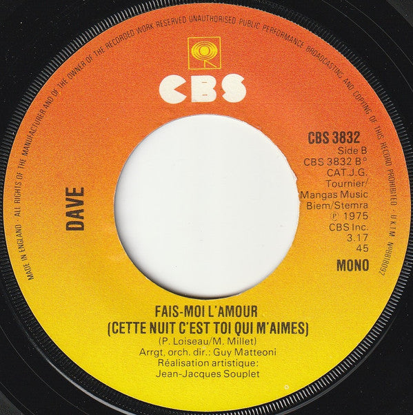 Dave (13) : Du Côté De Chez Swann (7", Single, Mono)