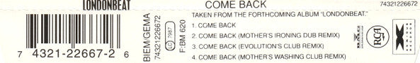 Londonbeat : Come Back (CD, Maxi)