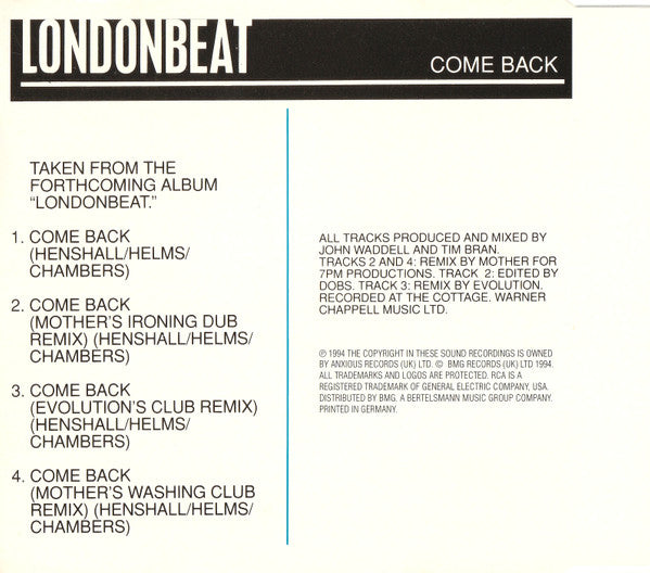 Londonbeat : Come Back (CD, Maxi)