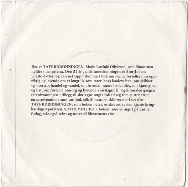 Ivar Simastuen : Taterdronningen / Vandringsmenn Synger (7")