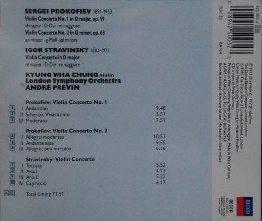 Sergei Prokofiev, Igor Stravinsky, Kyung-Wha Chung, London Symphony Orchestra, André Previn : Violin Concertos 1 & 2 - Violin Concerto (CD, Comp, RM)