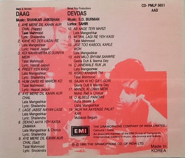 Shankar-Jaikishan, S. D. Burman : Daag / Devdas (CD, Album, Comp)