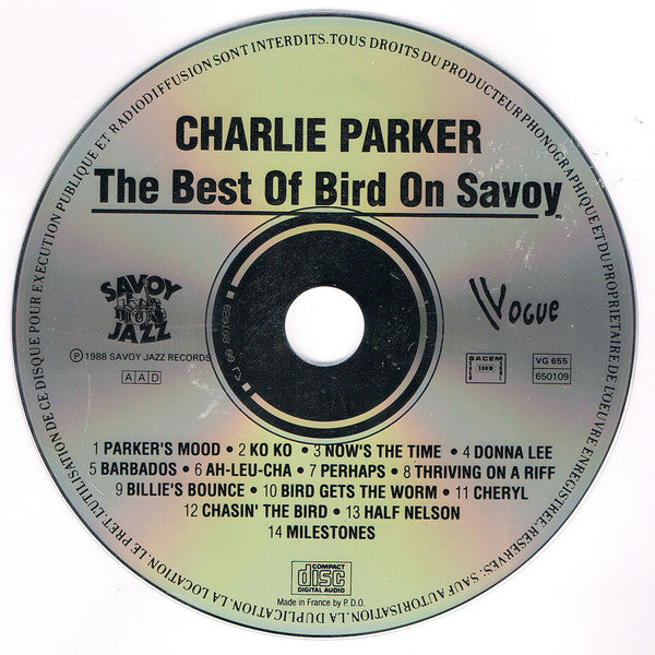 Charlie Parker : Original Bird: The Best Of Bird On Savoy (CD, Comp)
