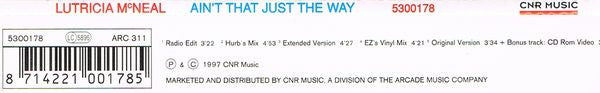 Lutricia McNeal : Ain't That Just The Way (CD, Maxi, Enh)