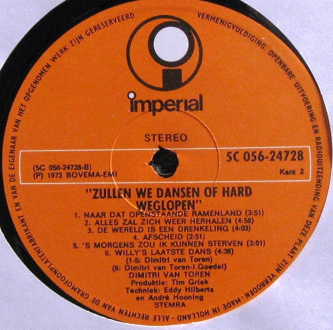 Dimitri Van Toren : Zullen We Dansen Of Hard Weglopen (LP, Album, Gat)