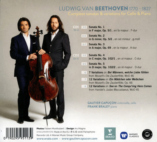 Ludwig van Beethoven, Gautier Capuçon, Frank Braley : Complete Sonatas & Variations For Cello & Piano (2xCD)