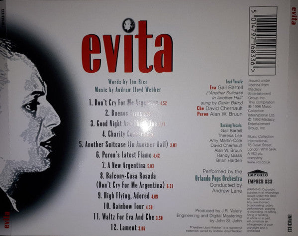 Orlando Pops Orchestra : Andrew Lloyd Webber's Evita: Performed By The Orlando Pops Orchestra (CD, RE)