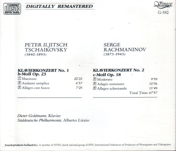 Pyotr Ilyich Tchaikovsky, Sergei Vasilyevich Rachmaninoff, Dieter Goldmann, Süddeutsche Philharmonie, Alberto Lizzio : Klavierkonzert No. 1 b-Moll Op. 23 / Klavierkonzert No. 2 c-Moll Op. 18 (CD, Album)