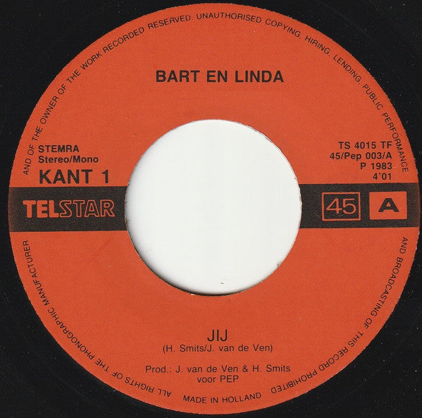 Bart & Linda : Jij (7", Single, Mono)